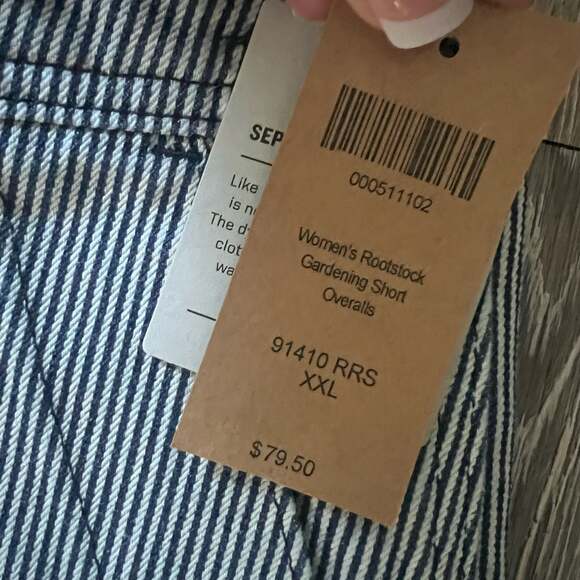 NWT Duluth Trading Co. XXL Rootstock Gardening Hickory Stripe Short Overalls - Picture 8 of 11